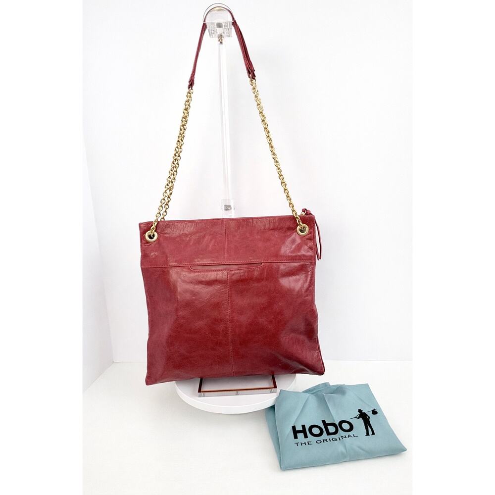 HOBO Vintage Hide Leather Red Chain Strap Shoulder Bag Slouchy